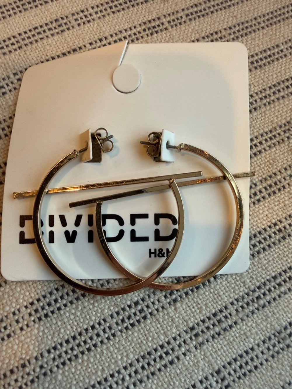 Divided H&M Gold-Tone Hoop Earrings with Linear Bar